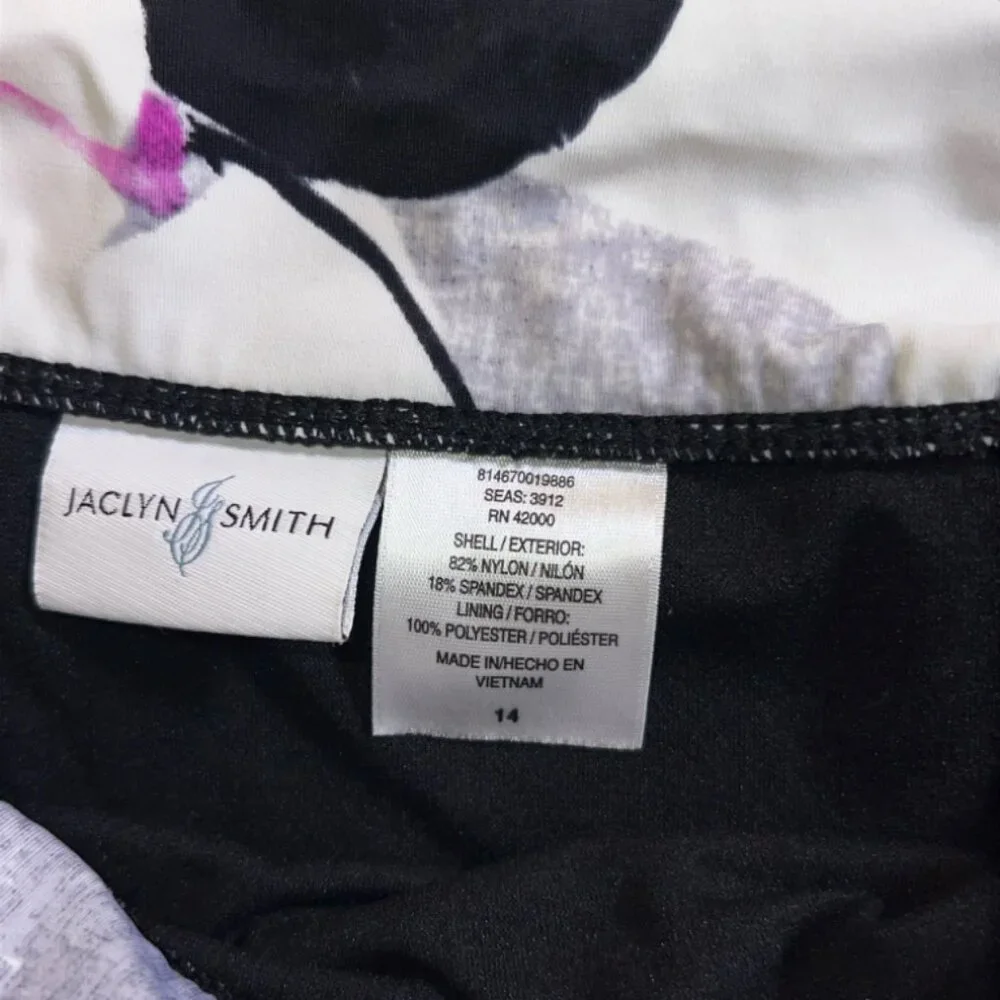 Jaclyn Smith‎ Women 14 Black Floral Trim Bikini Swimwear Beach Pool Bottom